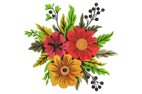 Charming Floral Bouquet for Seasonal Embroidery