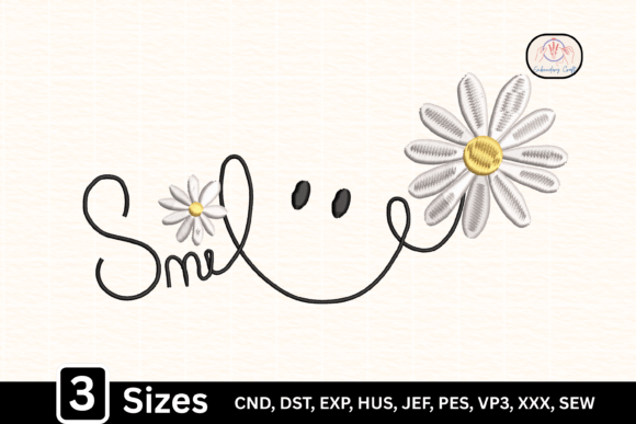 Cute Daisy Flower Line Art Smile Review for Real Embroidery Projects