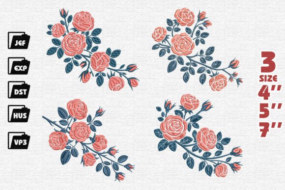 Elegant Rose Bouquet Embroidery Designs for Timeless Gifts