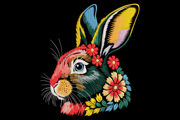 Floral Bunny Head: A Springtime Gem for Embroidery Sellers