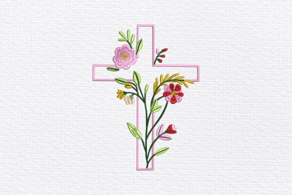 Floral Faith Cross: A Thoughtful Embroidery Design for Meaningful Handmade Products