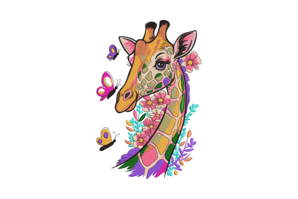 Floral Giraffe: A Charming Touch for Personalized Embroidery