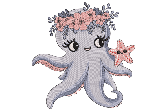 Octopus with Floral Crown Review for Real Embroidery Projects