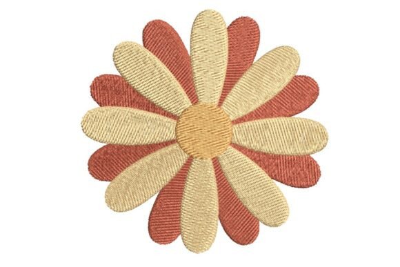 Retro Orange and Beige Daisy Flower Embroidery Design Review