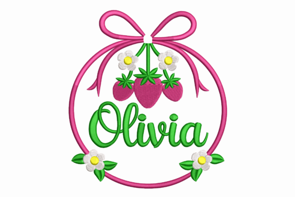 Strawberry Name Wreath: A Fresh Embroidery Design for Boutique Sweatshirts