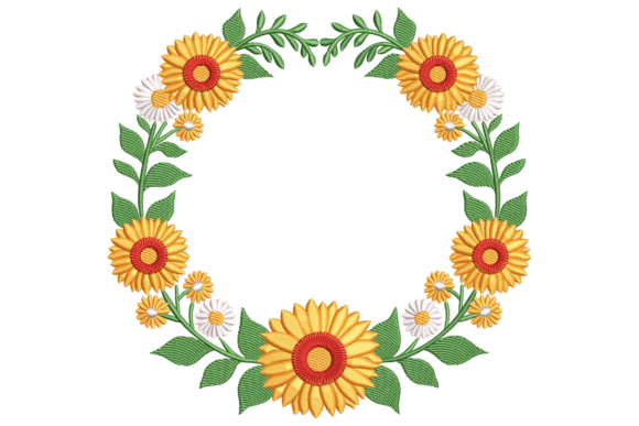 Sunflower Circle Frame: A Versatile Embroidery Design for Business Branding
